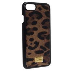 Pre Owned Dolce and Gabbana Leopard Print Leather iPhone 6 Case