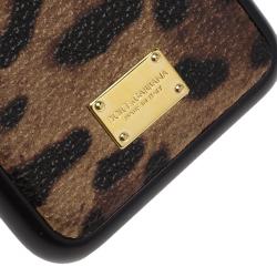 Pre Owned Dolce and Gabbana Leopard Print Leather iPhone 6 Case