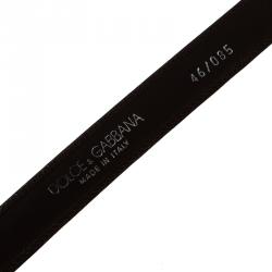 Pre Owned Dolce and Gabbana Black Leather Skinny Belt 85 CM