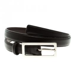 Pre Owned حزام دولتشي آند غابانا جلد أسود رفيع 110 سم