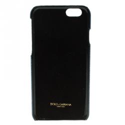 Pre Owned Dolce and Gabbana Blue Leather Jewel Embellished iPhone 6S Case