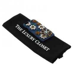 Pre Owned Dolce and Gabbana Blue Leather Jewel Embellished iPhone 6S Case