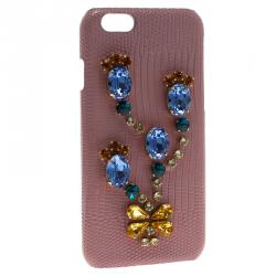 Dolce and Gabbana Pink Leather Jewel Embellished iPhone 6S Case