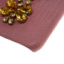 Pre Owned حافظة دولتشي أند غابانا أي فون 6S زخرفة مجوهرات جلد وردية