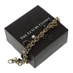 Dolce and Gabbana Desire Charm Enamel Gold Tone Bracelet