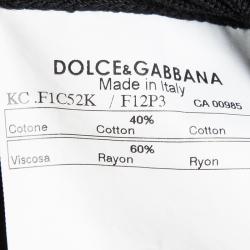 Pre Owned Dolce and Gabbana Black Rib Knit Logo Bow Detail Cardigan M