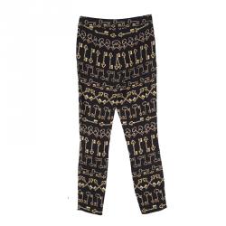 Pre Owned  Dolce and Gabbana Black Key Print Slim Fit Pants XS