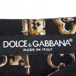 Pre Owned  Dolce and Gabbana Black Key Print Slim Fit Pants XS