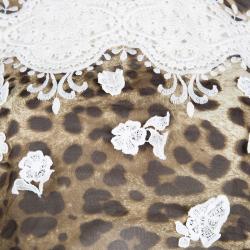 مملوكة مسبقًا Dolce and Gabbana Leopard Printed Silk Contrast Lace Insert Sleeveless Top S 