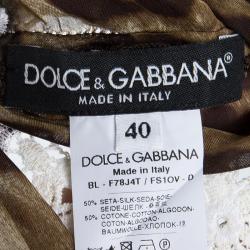 مملوكة مسبقًا Dolce and Gabbana Leopard Printed Silk Contrast Lace Insert Sleeveless Top S 