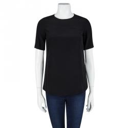 Pre Owned Dolce and Gabbana Black Silk Short Sleeve Top S