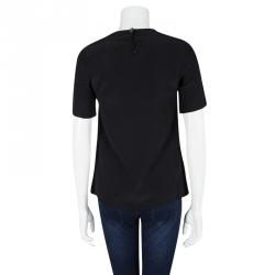 Pre Owned Dolce and Gabbana Black Silk Short Sleeve Top S