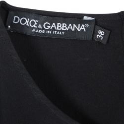 Pre Owned Dolce and Gabbana Black Silk Short Sleeve Top S