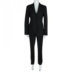 Pre Owned Dolce and Gabbana Black Striped Tailored Pant Suit M