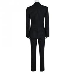 Pre Owned Dolce and Gabbana Black Striped Tailored Pant Suit M