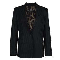 Pre Owned Dolce and Gabbana Black Striped Tailored Pant Suit M