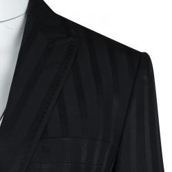 Pre Owned Dolce and Gabbana Black Striped Tailored Pant Suit M