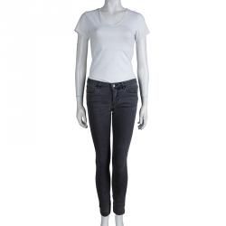 مملوكة مسبقًا بنطلون جينز دولتشي أند غابانا رصاصي فاتح نمط مغسول مجسم S