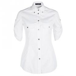 Pre Owned قميص دولتشي أند غابانا قطن أبيض بأكمام قصيرة S