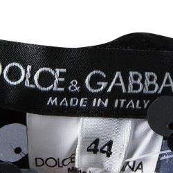 Pre Owned فستان دولتشي أند غابانا ترتر فضي مزخرف وكشكشة M