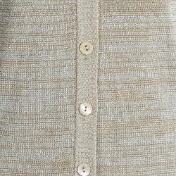 Pre Owned Dolce and Gabbana Beige Striped Lurex Knit Short Sleeve Cardigan S