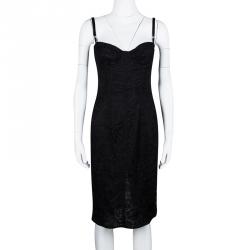 Pre Owned Dolce and Gabbana Black Lace Bustier Dress S
