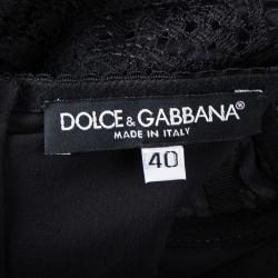 Pre Owned Dolce and Gabbana Black Lace Bustier Dress S