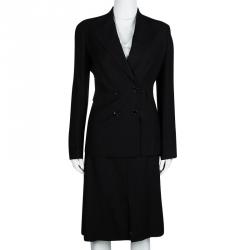 Dolce and Gabbana Black Textured Skirt Suit M