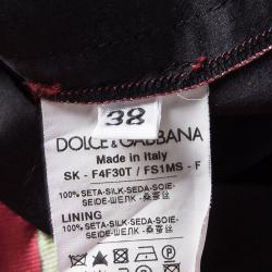 Pre Owned Dolce and Gabbana Red Floral Printed Silk Mini Skirt S