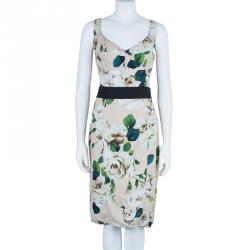 مملوكة مسبقًا Dolce and Gabbana Floral Print Fitted Dress L
