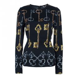 Pre Owned Dolce and Gabbana Black Key Silk Top M