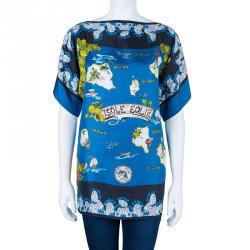 مملوكة مسبقًا Dolce And Gabbana Isole Eolie Printed Silk Oversize Top XS