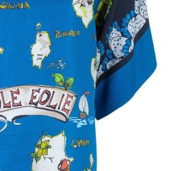 مملوكة مسبقًا Dolce And Gabbana Isole Eolie Printed Silk Oversize Top XS