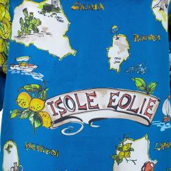 مملوكة مسبقًا Dolce And Gabbana Isole Eolie Printed Silk Oversize Top XS