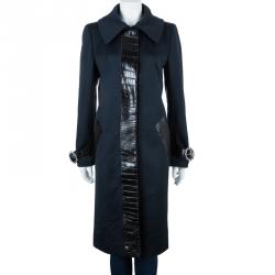 Pre Owned Dolce and Gabbana Alligator Trim Long Coat L