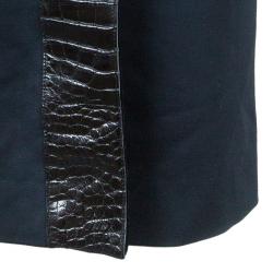 Pre Owned Dolce and Gabbana Alligator Trim Long Coat L