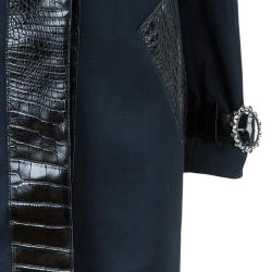 Pre Owned Dolce and Gabbana Alligator Trim Long Coat L