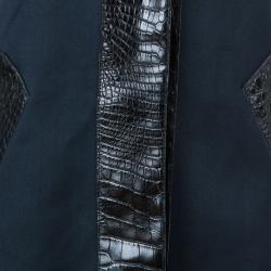 Pre Owned Dolce and Gabbana Alligator Trim Long Coat L