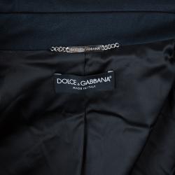 Pre Owned Dolce and Gabbana Alligator Trim Long Coat L