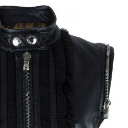 مملوكة مسبقًا Dolce and Gabbana Black Sleeveless Leather Jacket S
