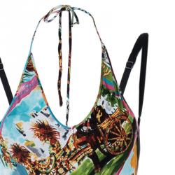 Pre Owned Dolce and Gabbana Multi-print Bustier Dress S