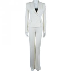 Dolce and Gabbana Off-White Striped Pant Suit S