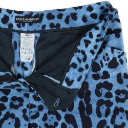 Pre Owned Dolce And Gabbana Blue Leopard Print Trousers S