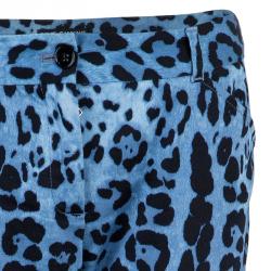 Pre Owned Dolce And Gabbana Blue Leopard Print Trousers S