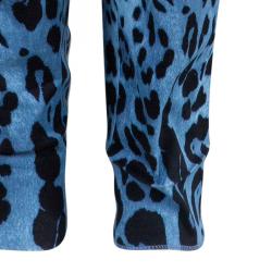 Pre Owned Dolce And Gabbana Blue Leopard Print Trousers S