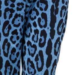 Pre Owned Dolce And Gabbana Blue Leopard Print Trousers S