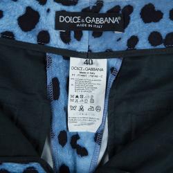 Pre Owned Dolce And Gabbana Blue Leopard Print Trousers S