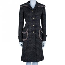 مملوكة مسبقًا Dolce and Gabbana Grey Multicolor Coat L
