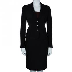 Pre Owned Dolce & Gabbana Black Contrast Lining Skirt Suit M