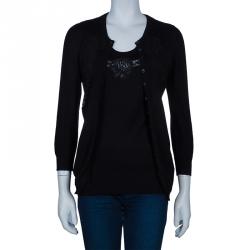 Dolce and Gabbana Black Lace Top and Cardigan Set M